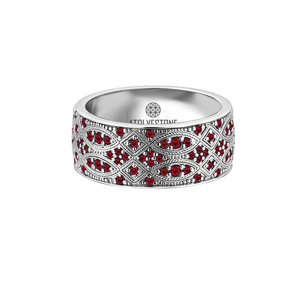 men's streamline band ring with ruby