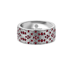 Streamline Band Ring in 18k White Gold with Ruby