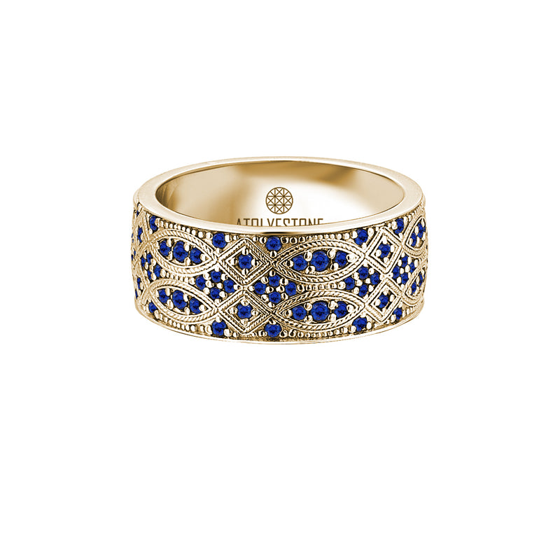 Men’s Streamline Band Ring in Yellow Gold - Sapphire