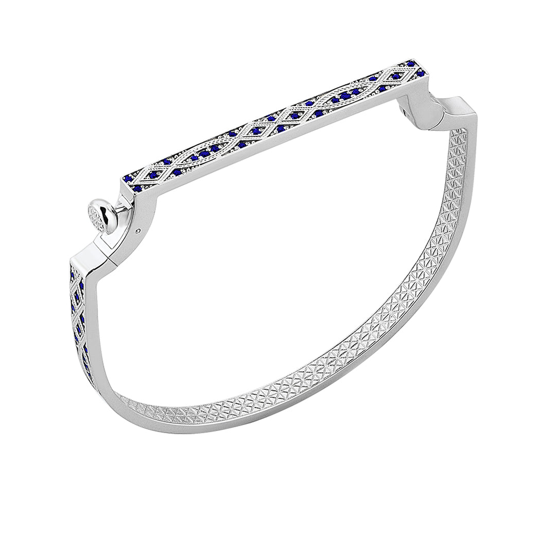 18k White Gold Streamline Screw Bangle 