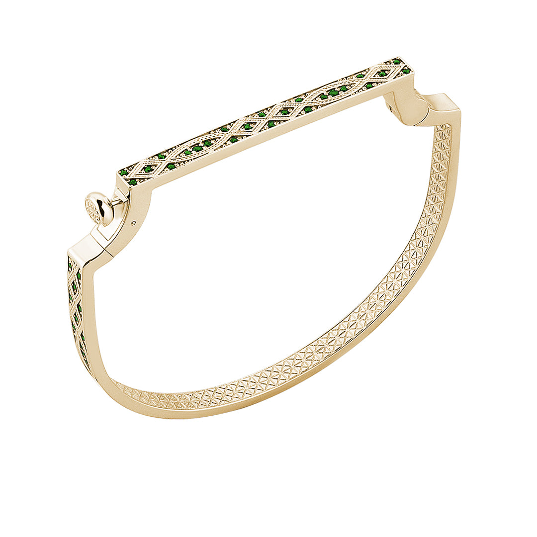 18K Yellow Gold Streamline Bangle with Emerald 