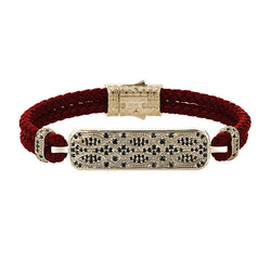 Streamline Dark Red Leather Bracelet in Yellow Gold