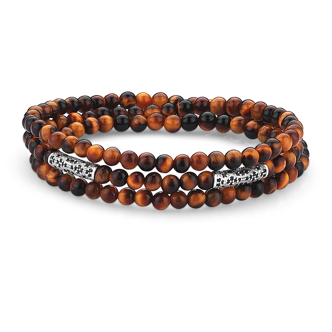 Streamline Triple Beaded Bracelet - Tiger Eye