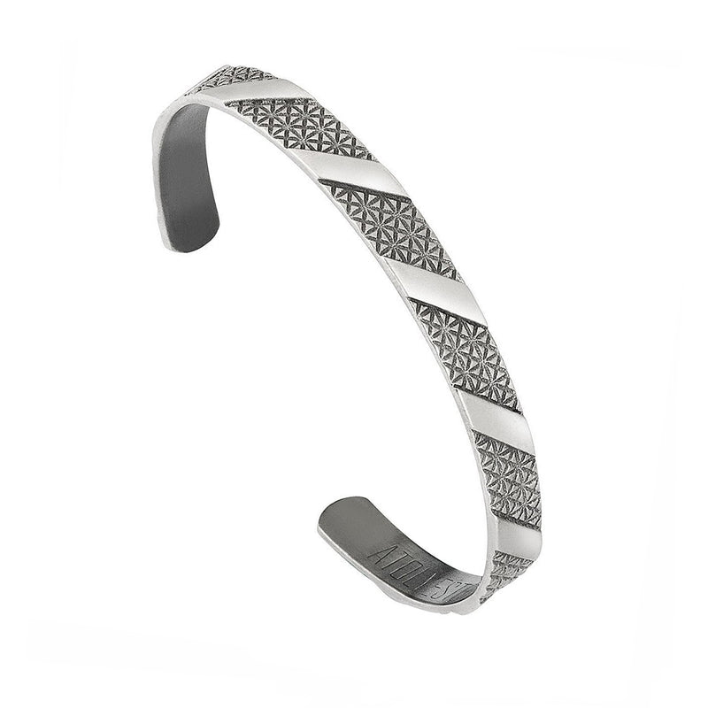 Striped Cuff Bracelet - Silver