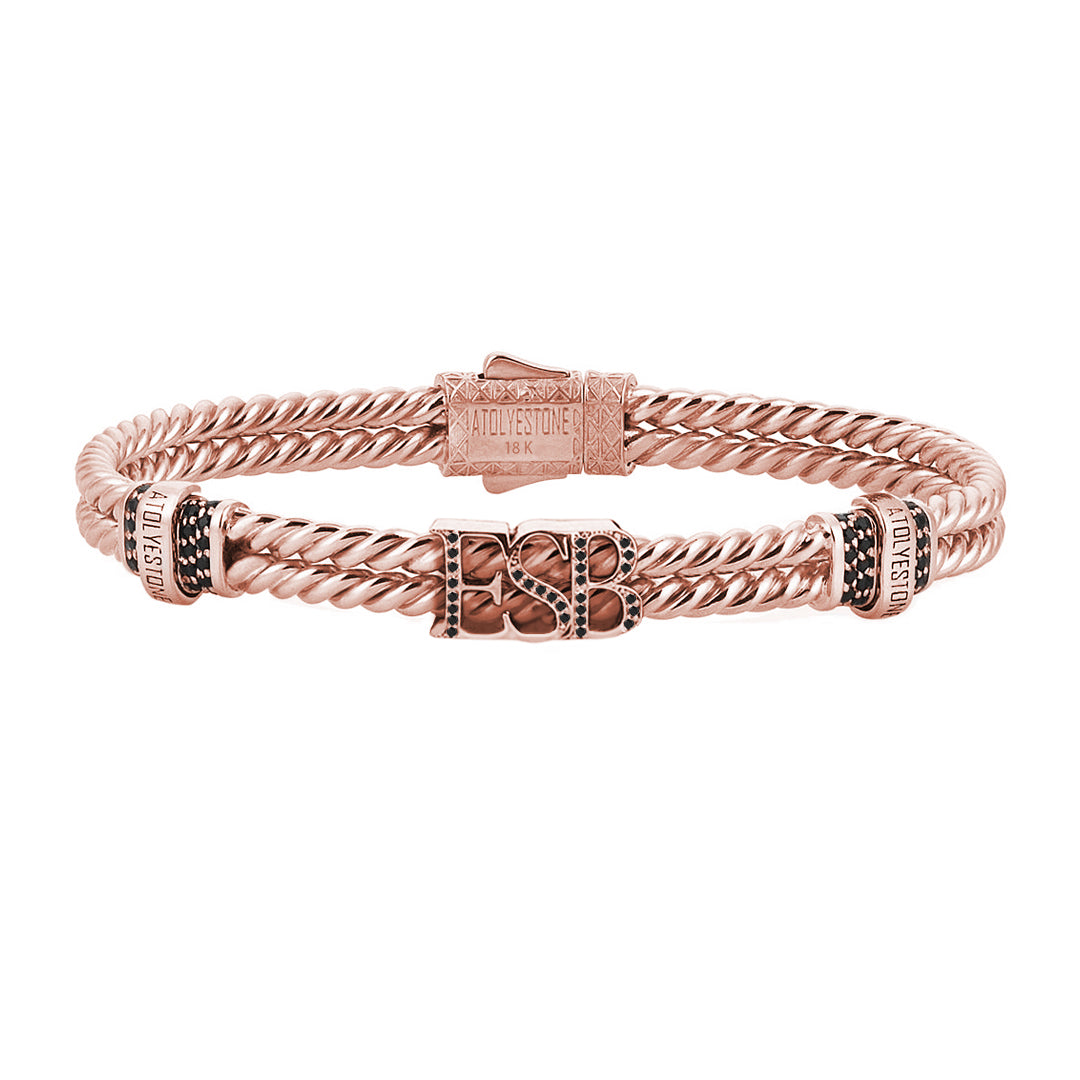 Mens Twined Statements Bracelet - Rose Gold