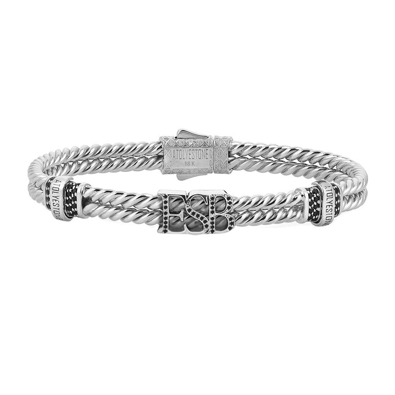 Mens Twined Statements Bracelet - White Gold
