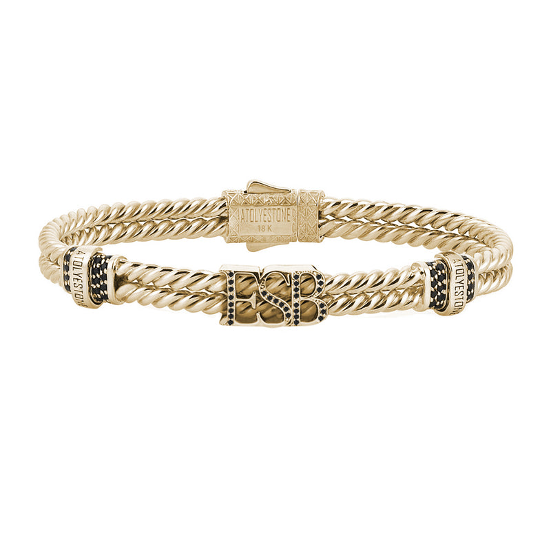 Mens Twined Statements Bracelet - Yellow Gold