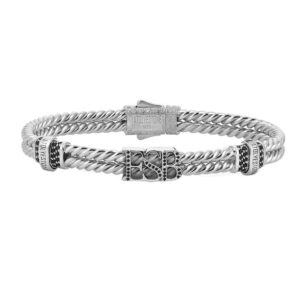 Mens Twined Statements Bracelet - Solid Silver