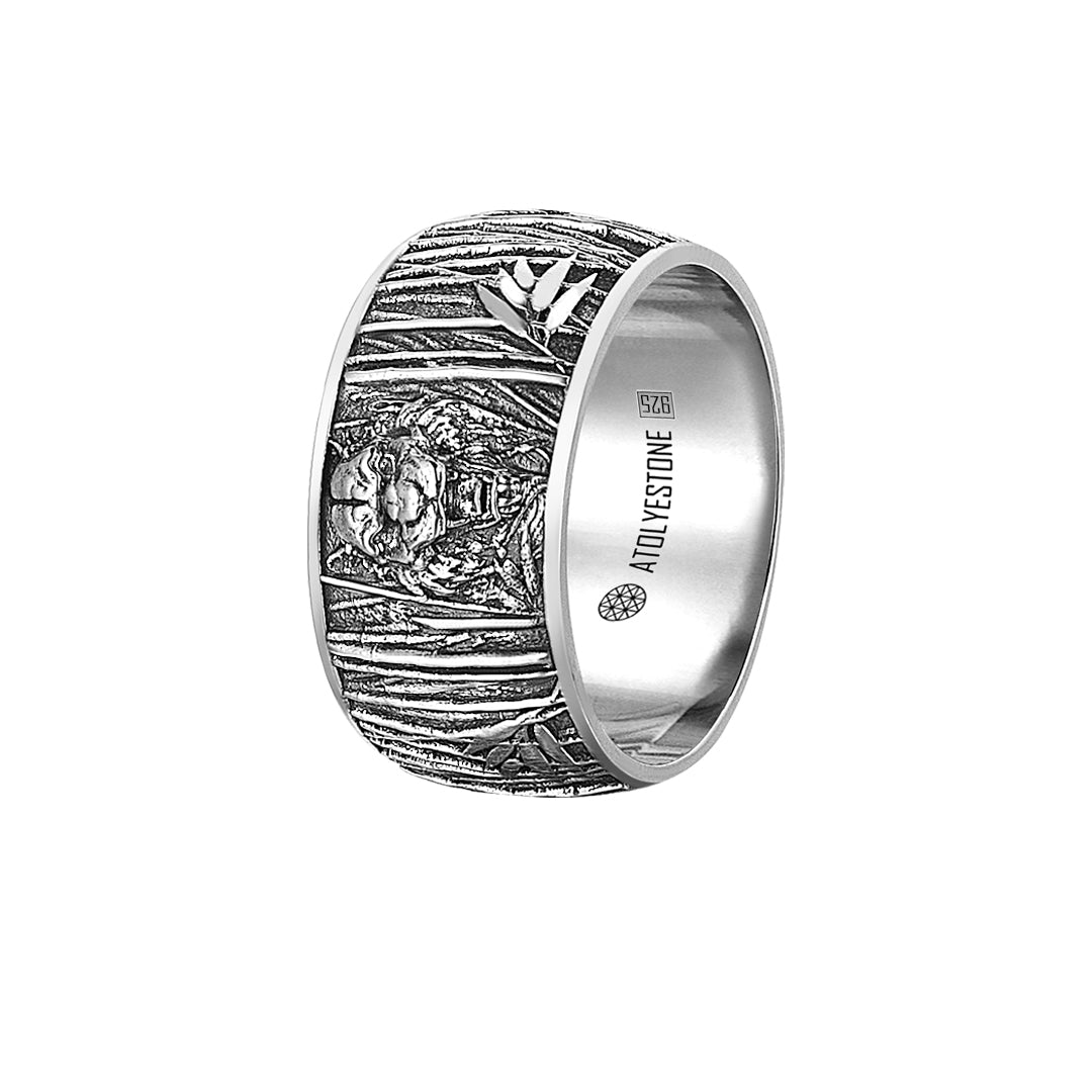 Tiger Band Ring in Silver