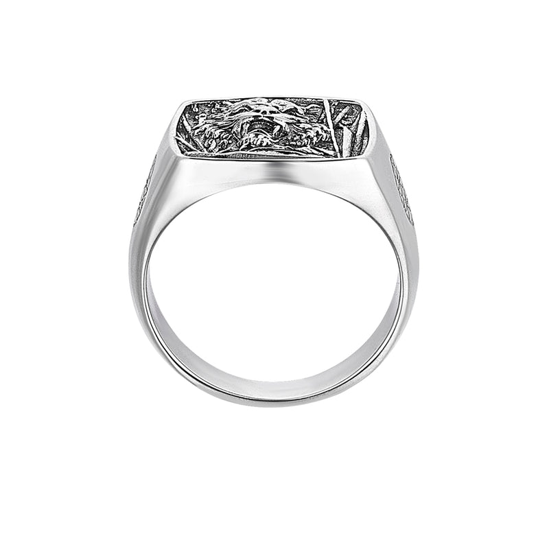 Tiger Cushion Ring in Silver
