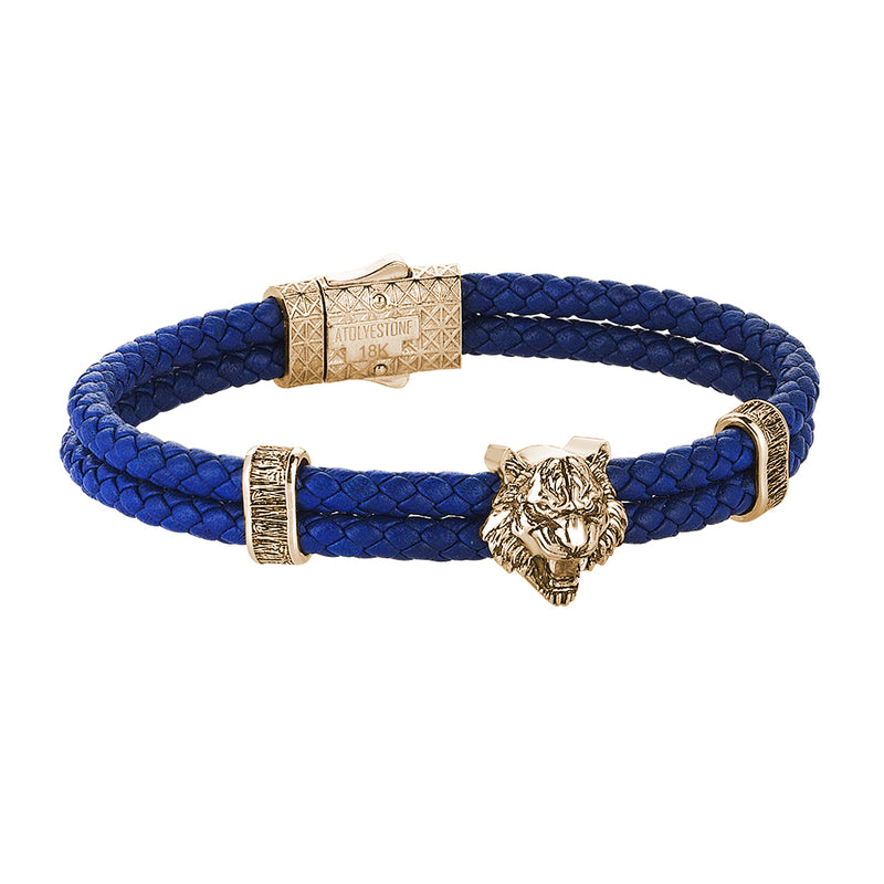Tiger Leather Bracelet in Solid Yellow Gold