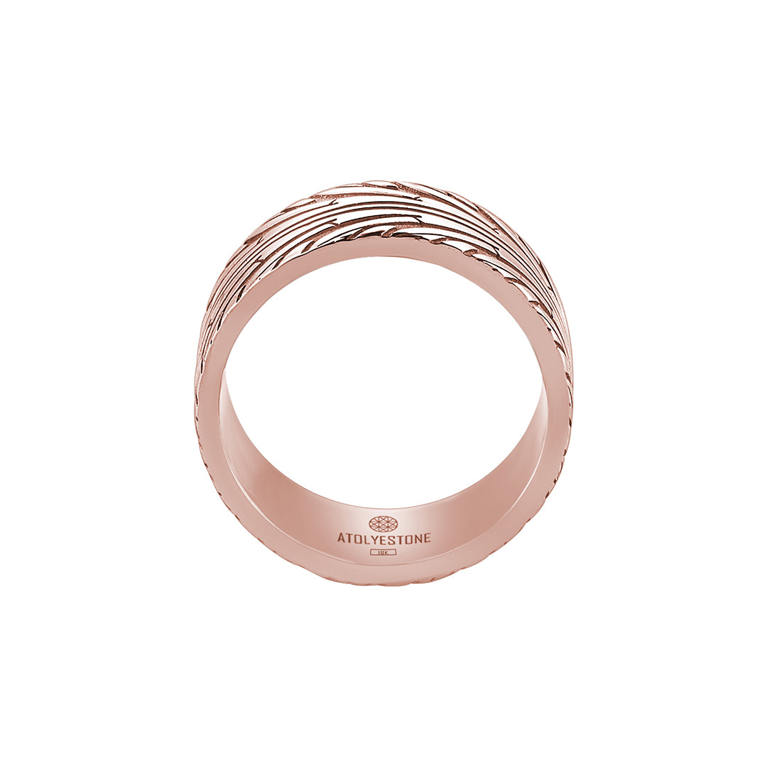 Men's 10K Rose Gold Tire Tread Wedding Band