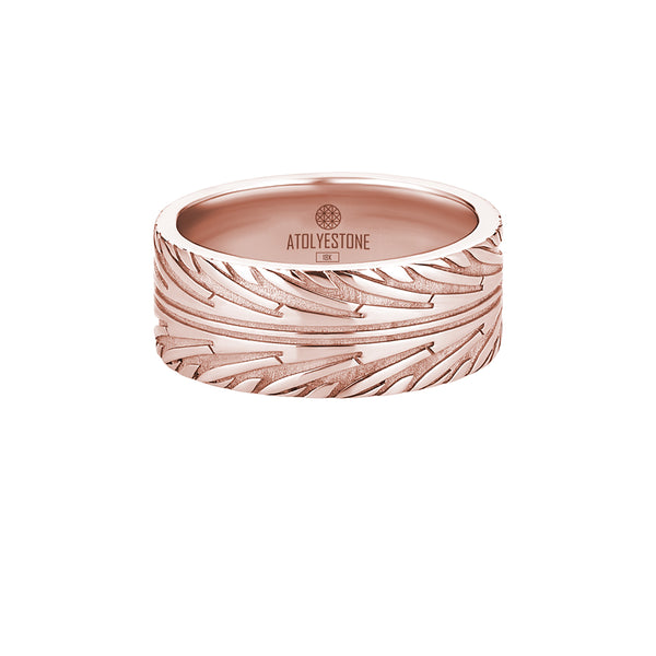 Men's Real Rose Gold Tire Tread Band Ring