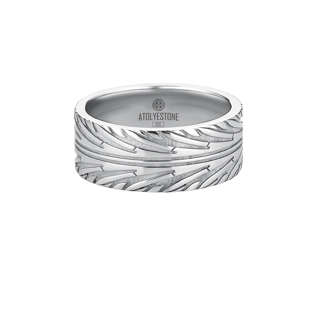 Men's 925 Sterling Silver Tire Tread Ring
