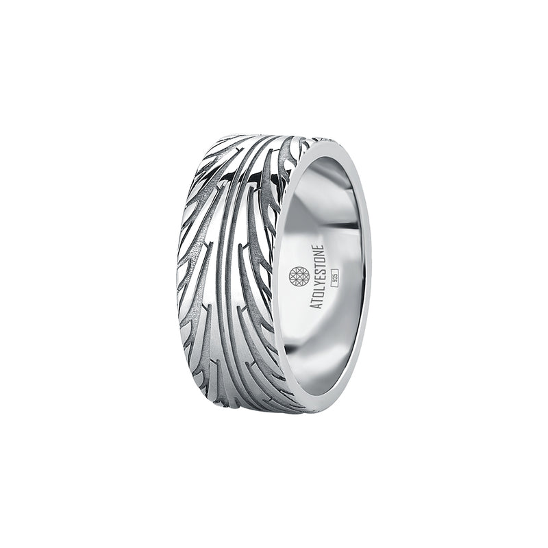 Men's 8.5mm Tire Tread Band Ring in Sterling Silver