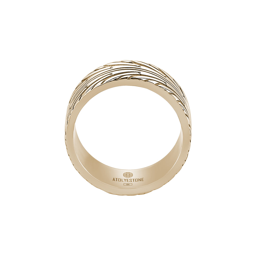 Men's 14K Yellow Gold Tire Tread Wedding Band