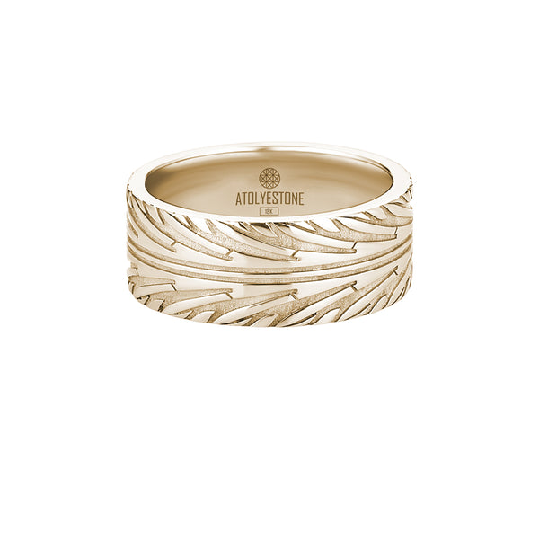 Men's Solid Yellow Gold Tire Tread Band Ring