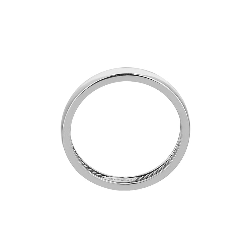 Men's Solid Gold Wedding Band Ring - White Gold