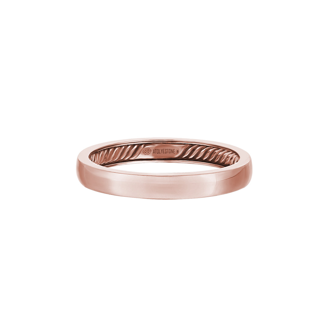 Men's Real Rose Gold Wedding Band Ring