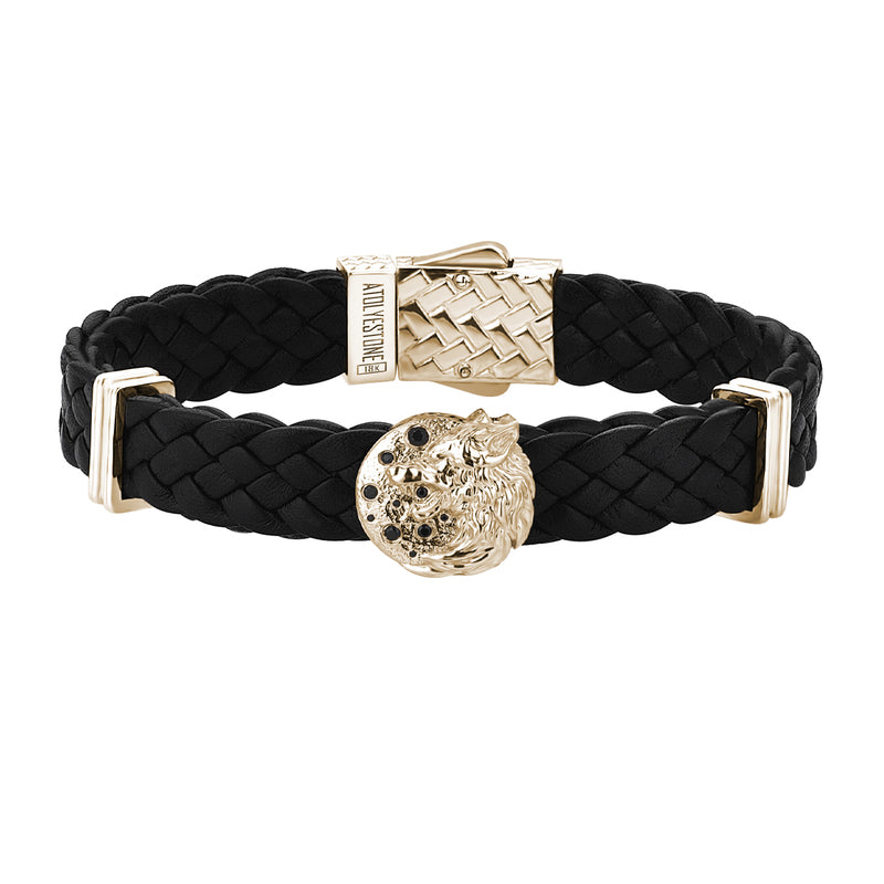 Wolf Leather Bracelet in Gold