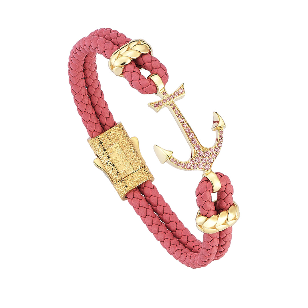 Women’s Anchor Leather Bracelet - Silver