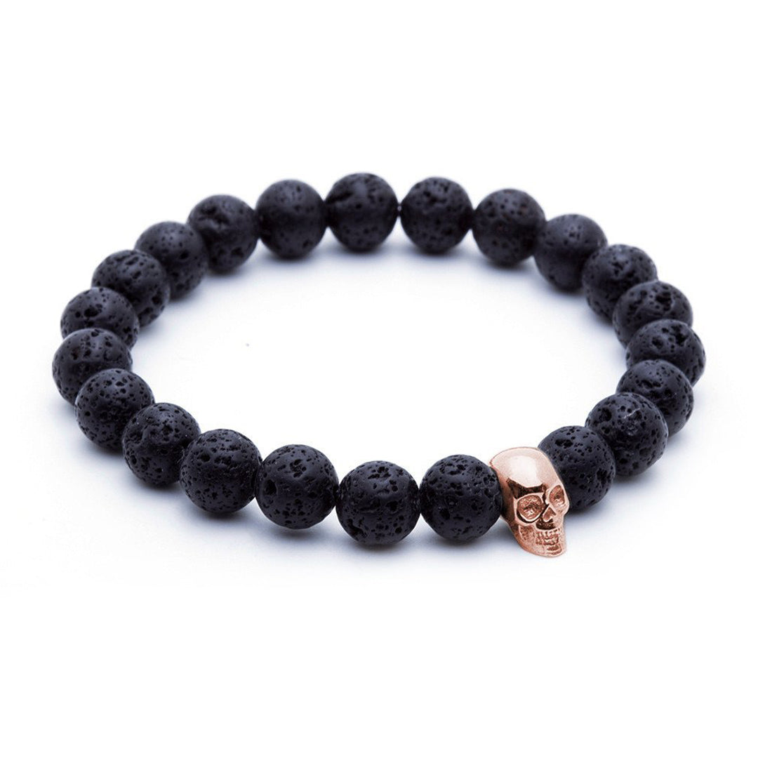 Skull Beaded Bracelet - Rose Gold - Lavastone