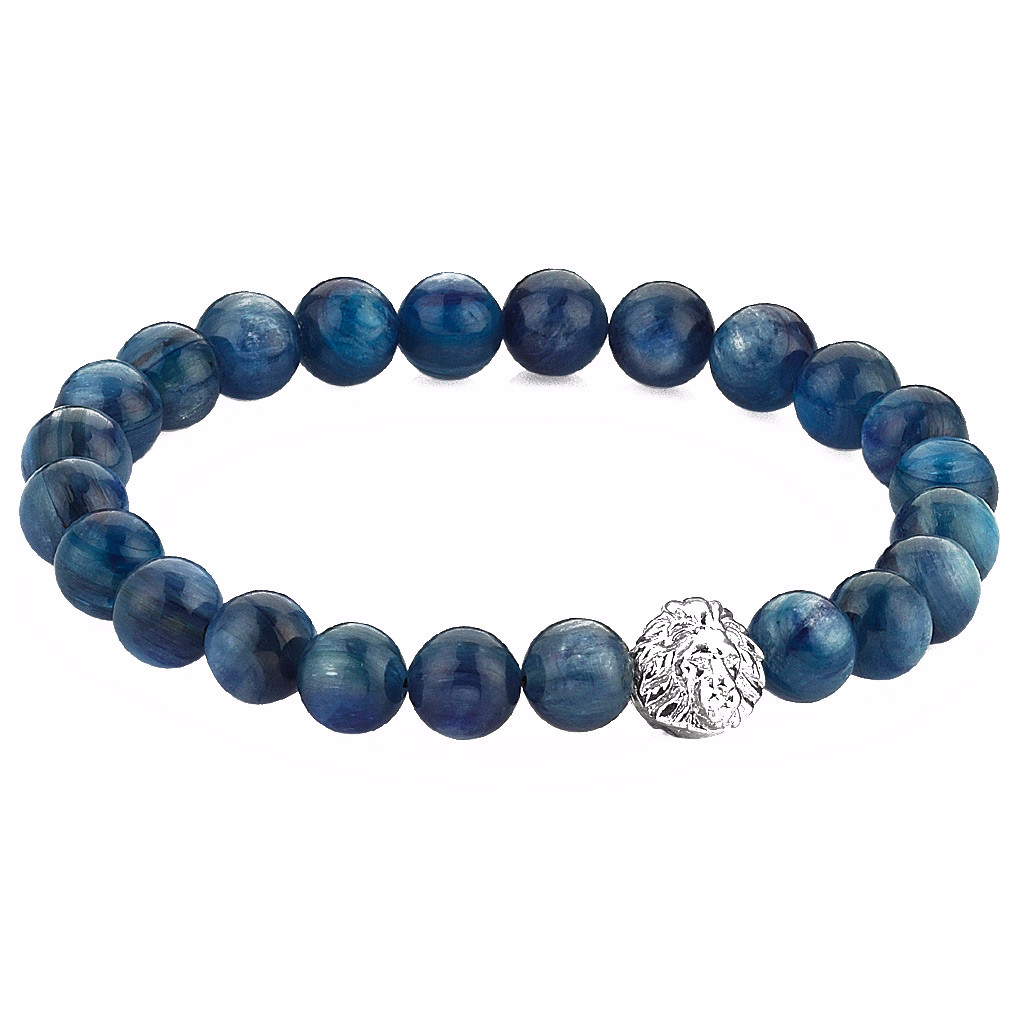 Women's Exclusive Leo Beaded Bracelets - Silver - Kyanite