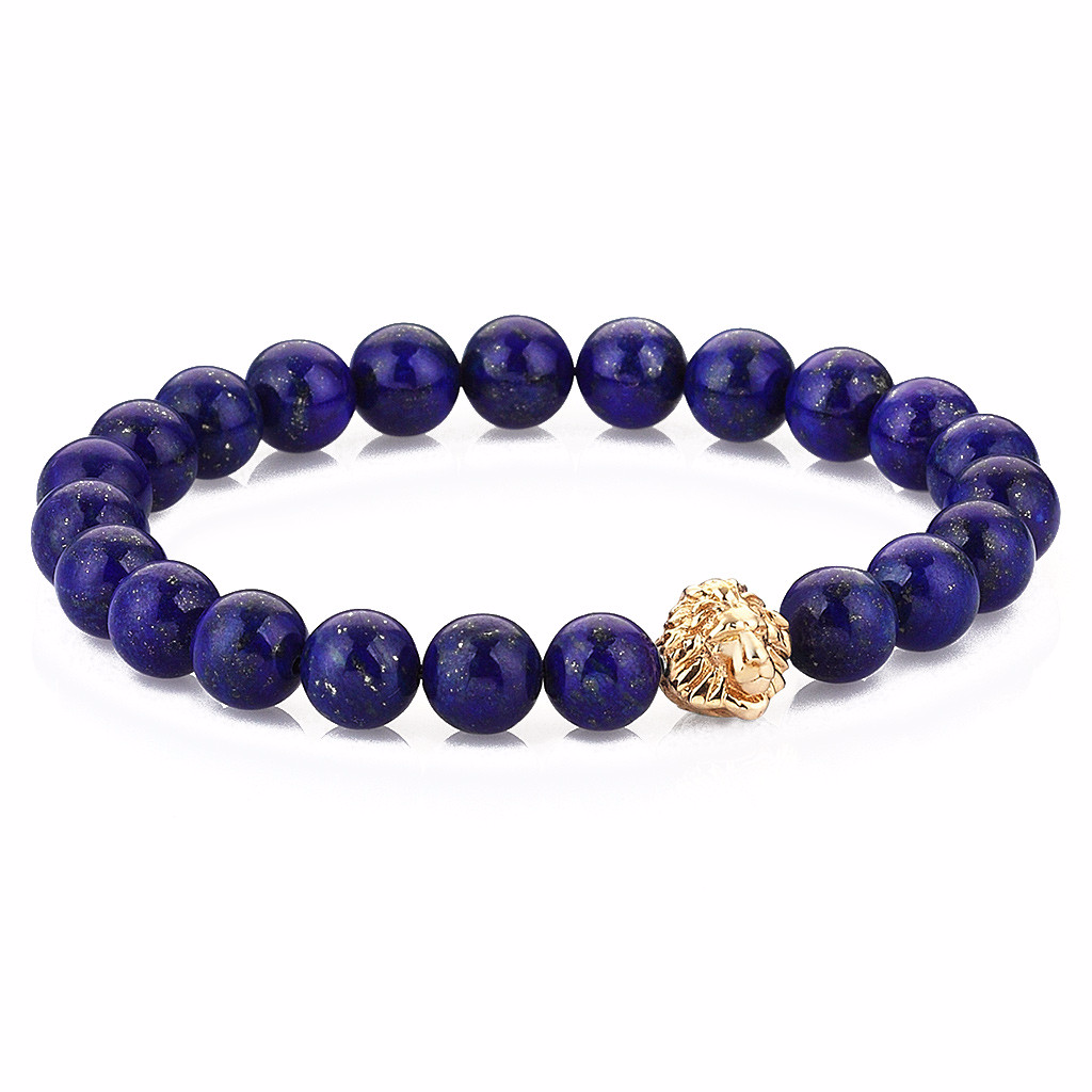 Women's Exclusive Leo Beaded Bracelets - Yellow Gold - Lapis Lazuli