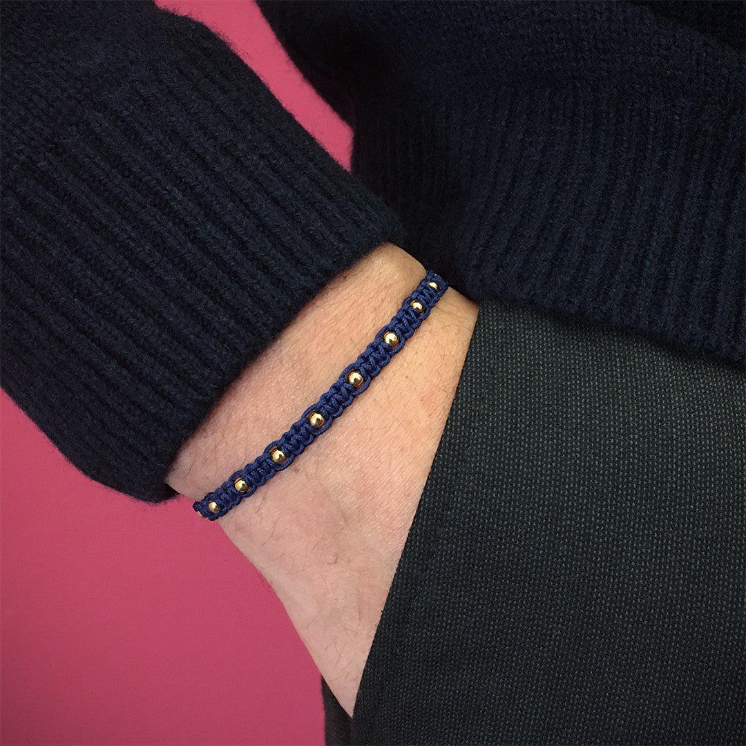 9 Balls Macrame - Silver - Navy