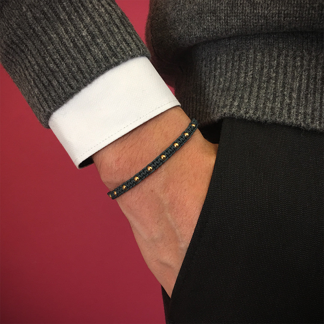 9 Balls Macrame - Yellow Gold - Grey