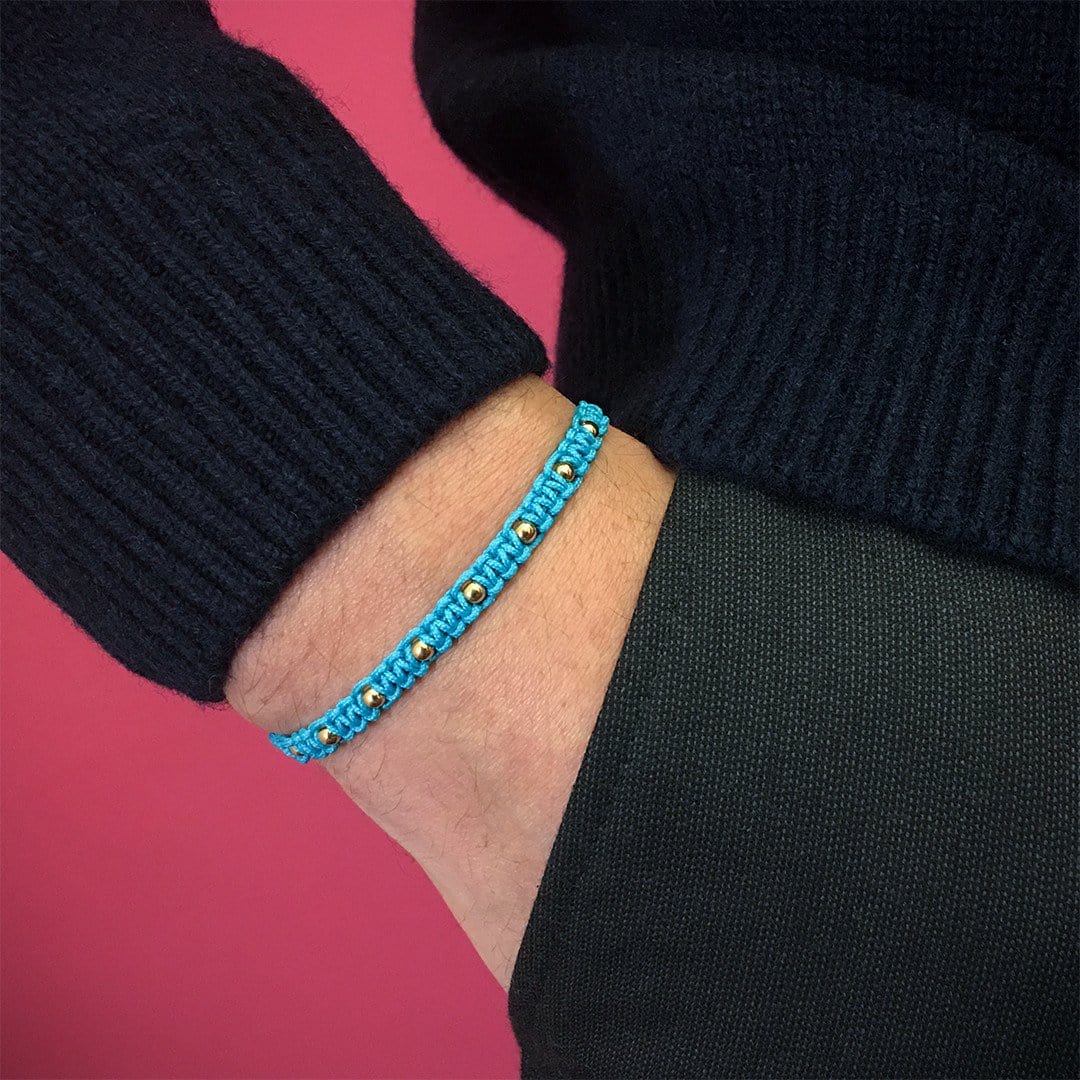 9 Balls Macrame - Yellow Gold - Turquoise