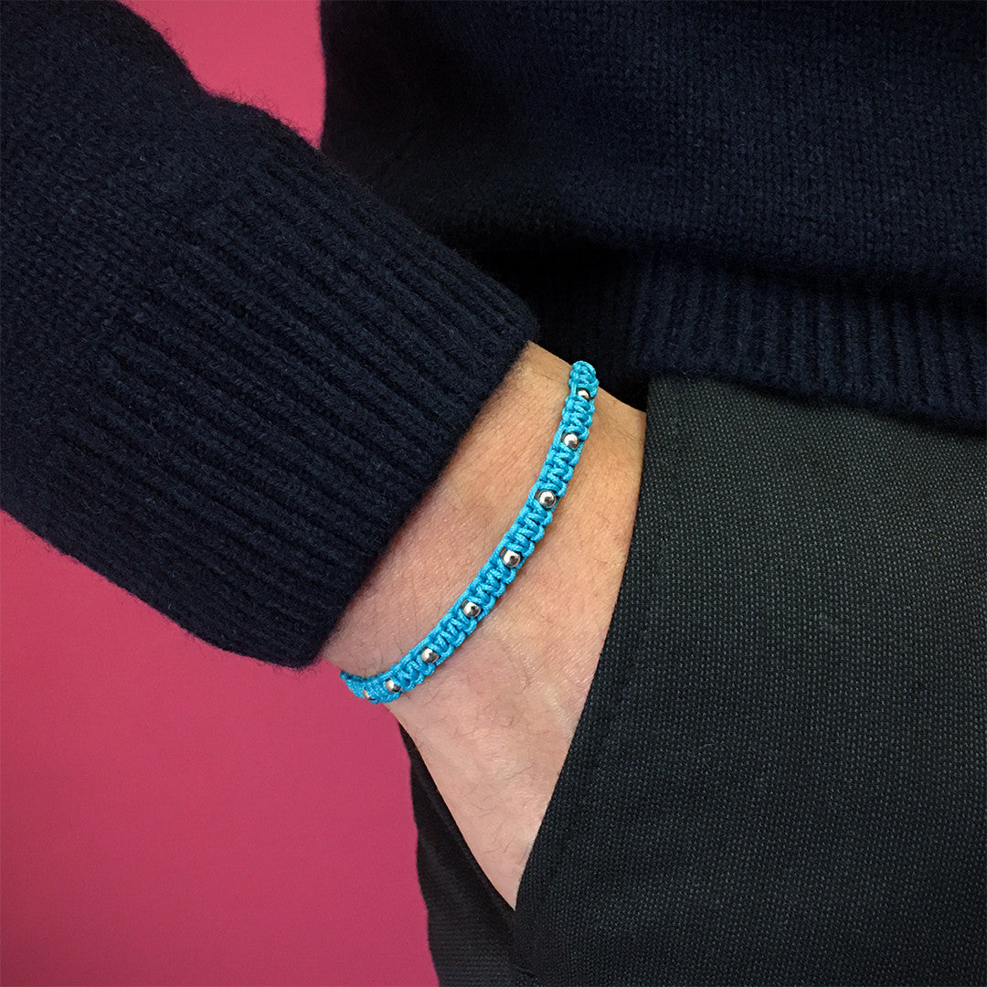 9 Balls Macrame - Silver - Turquoise