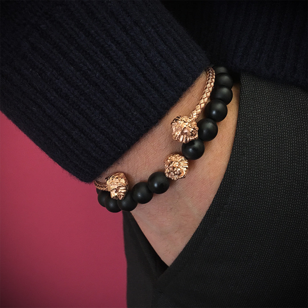 Leo Beaded Bracelet - Gold - Men
