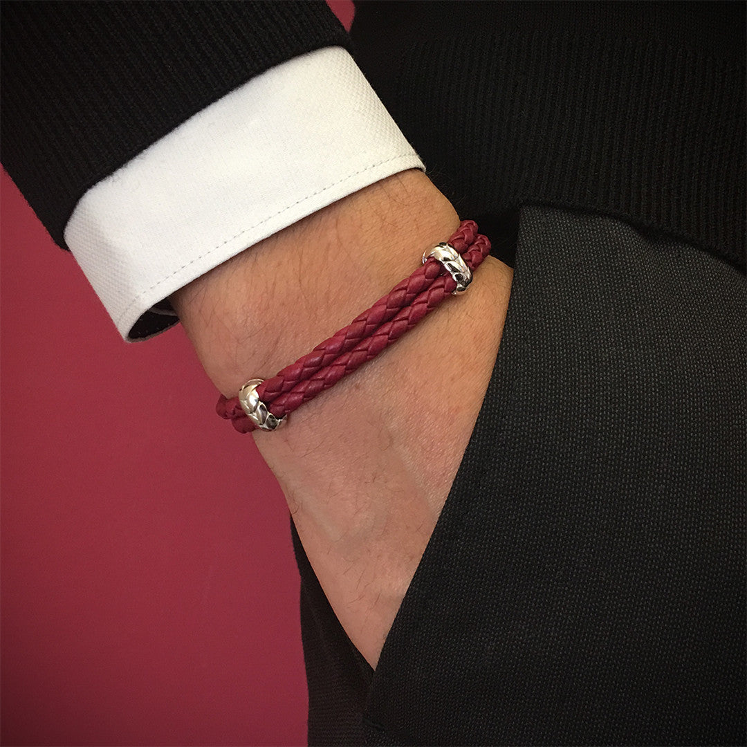 Atolyestone Elements - Solid Silver - Dark Red Leather