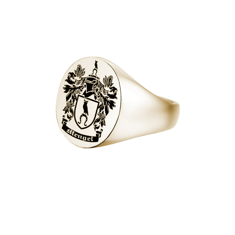 Carved Signet Round Ring Base for Family Crest - Yellow Gold