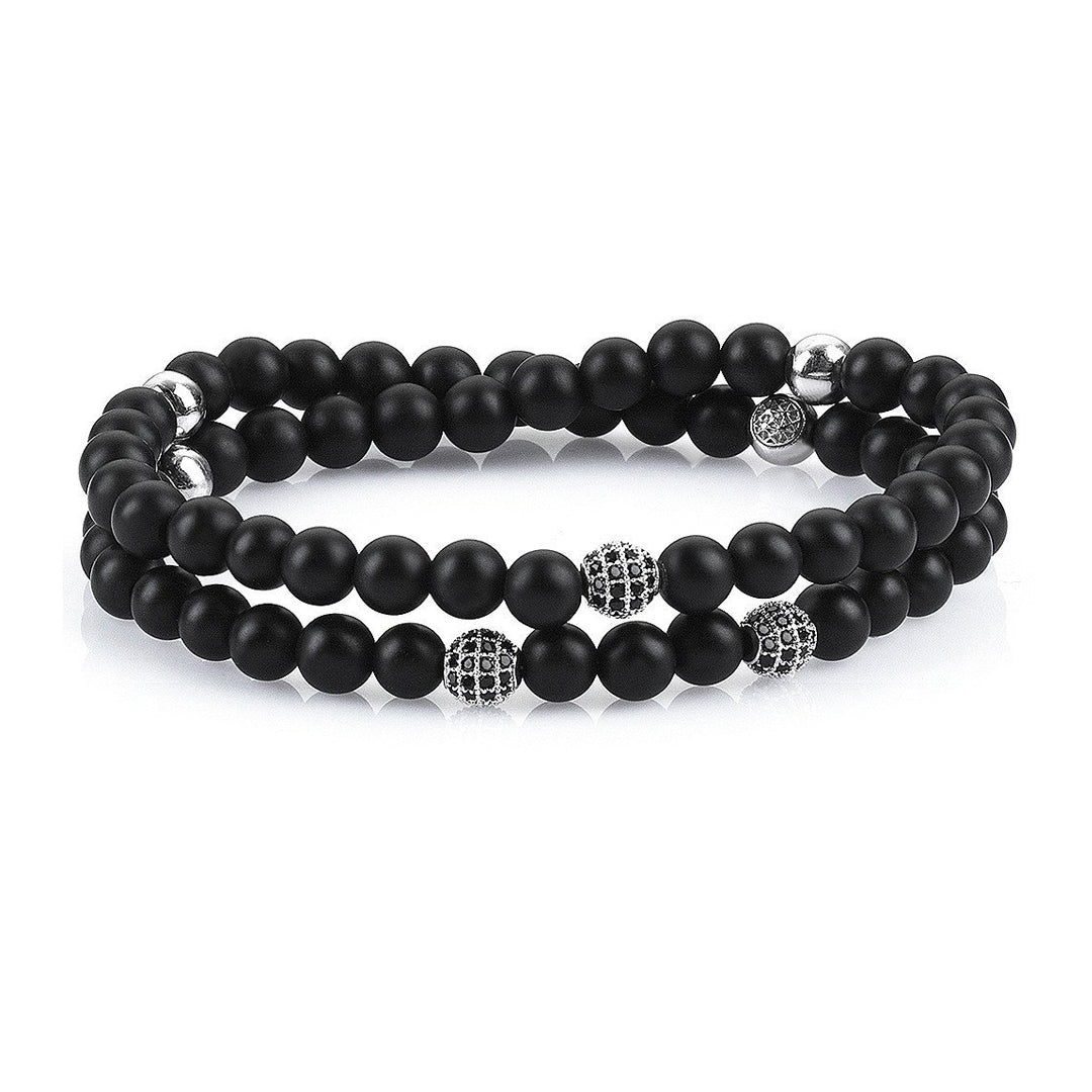 Mens Double Beaded Bracelets - Agate