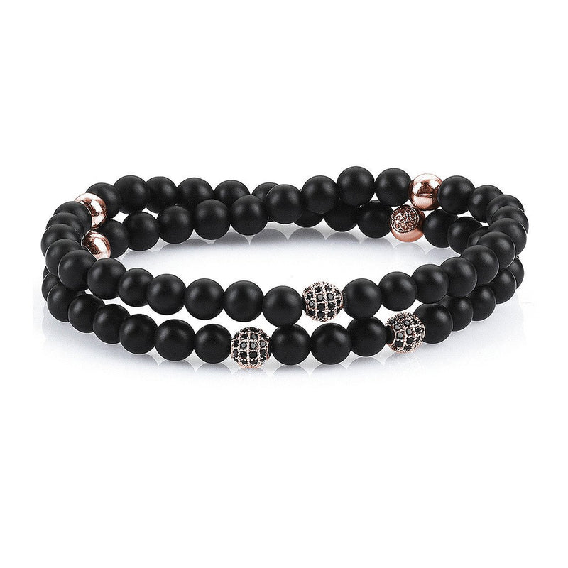 Men's Natural Stone Bracelet with Black Onyx Gemstone Cross - Clothed with  Truth