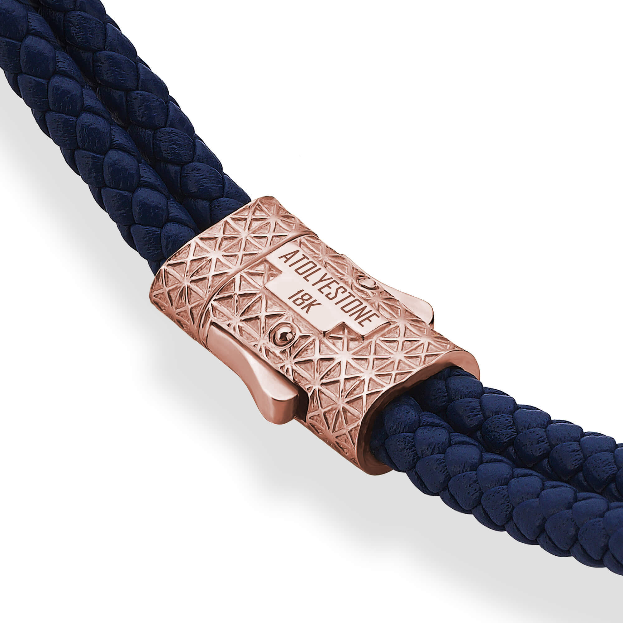 Cuban Links Leather Bracelet - Solid Rose Gold