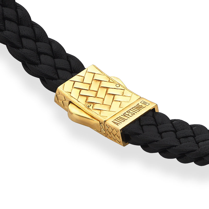 Iconic Leather Italic Statement Bracelet in Gold