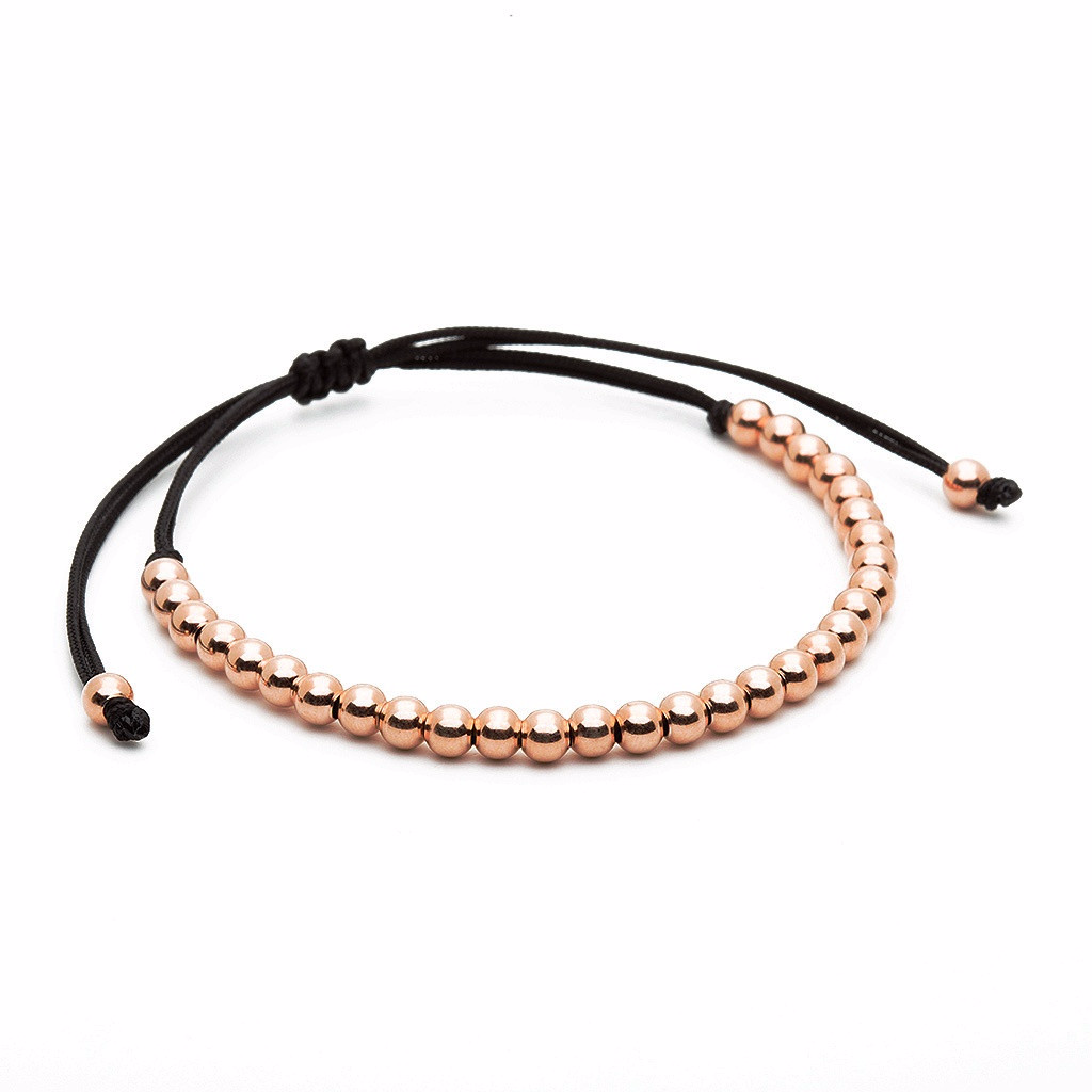 Mens 30 Balls Macrame Bracelet Silver - Plating Color Rose Gold