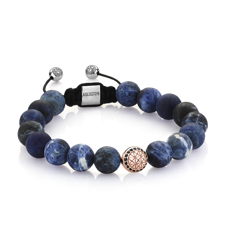 Exlusive Atolyestone Beaded Bracelet With Solid Gold - Sodalite - Rose Gold