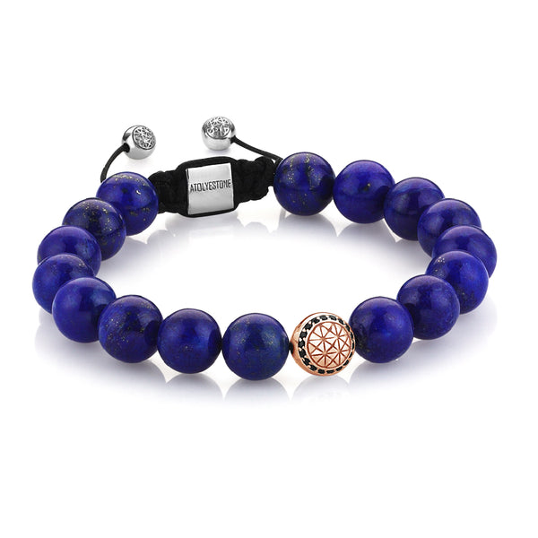 Exlusive Atolyestone Beaded Bracelet With Solid Gold - Lapis Lazuli - Rose Gold