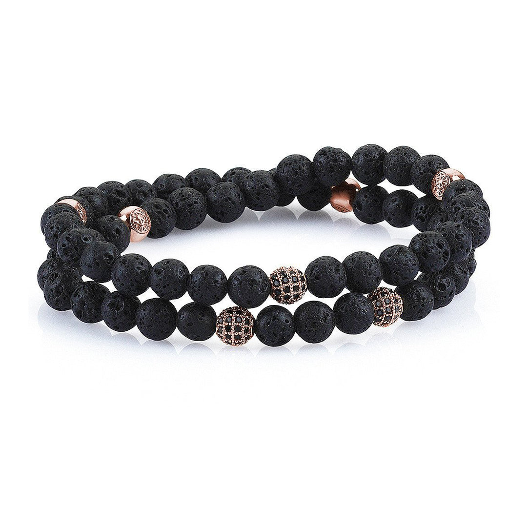 Mens Wrap Beaded Bracelets - Lavastone