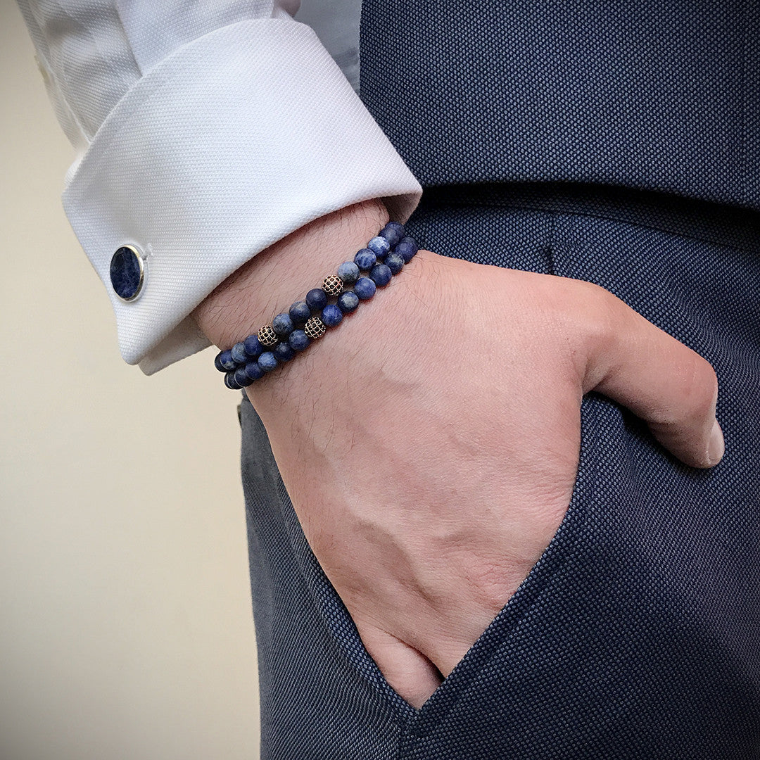 Mens Wrap Zenith Beaded Bracelet - Fossil Coral