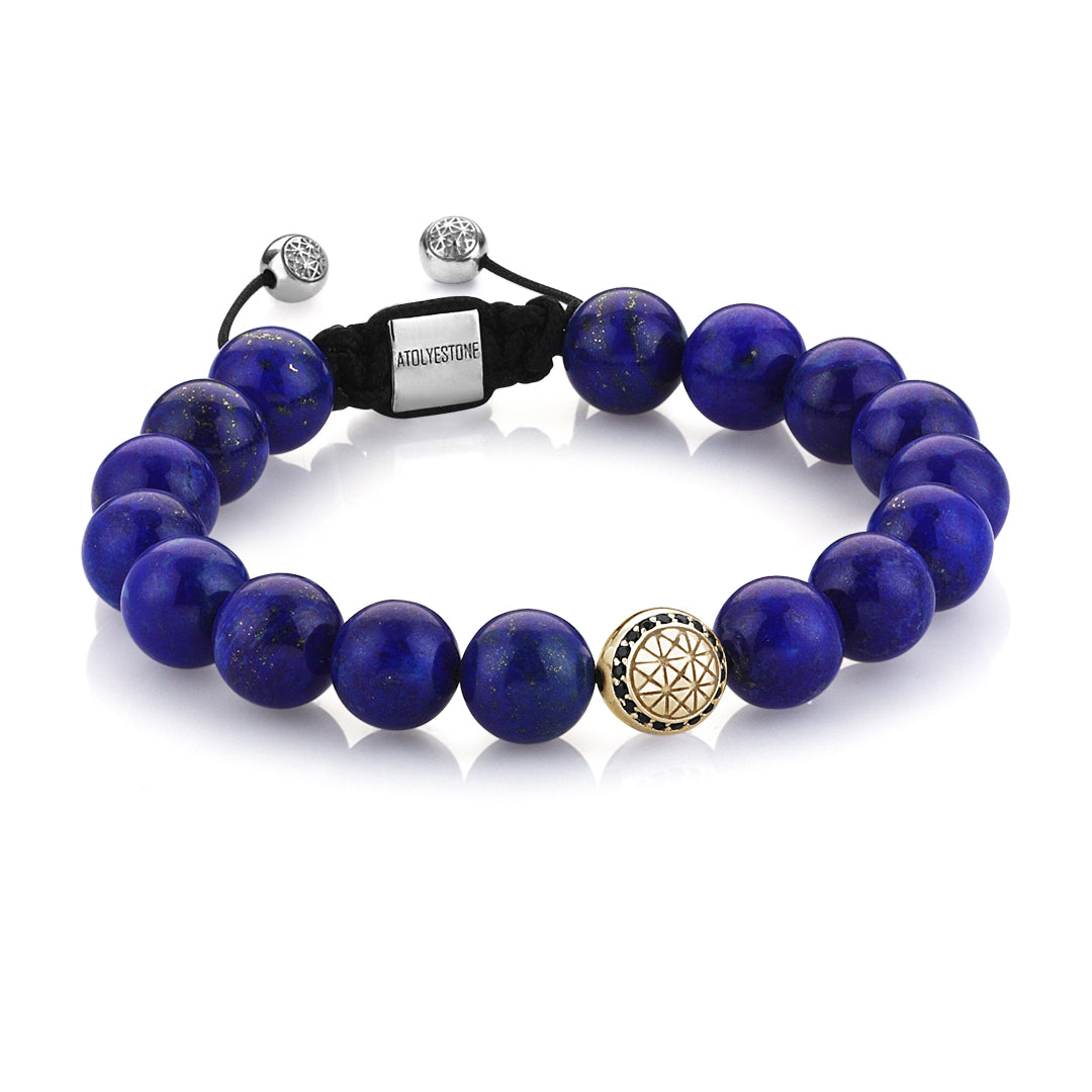 Exlusive Atolyestone Beaded Bracelet With Solid Gold - Lapis Lazuli - Yellow Gold